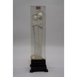 An R Lalique glass 'Madonna and Child' table lamp, on an illuminated metal stand, total height 38cm.