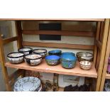 A collection of Japanese satsuma pottery; together with six Chinese cloisonne enamel bowls.