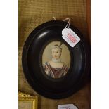 French School, bust length portrait miniature of a Louis XVI lady wearing a ruff, indistinctly