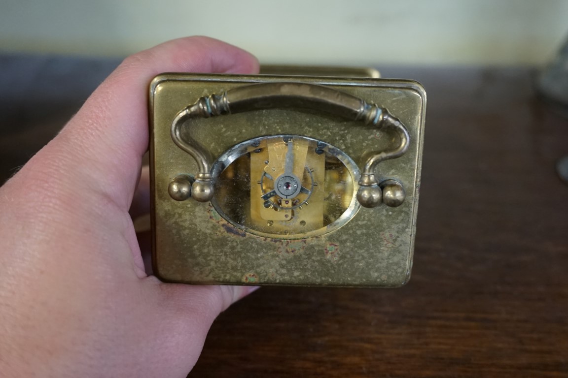 Two old brass carriage timepieces, the dial of one inscribed 'Mappin & Webb', height including - Image 11 of 11