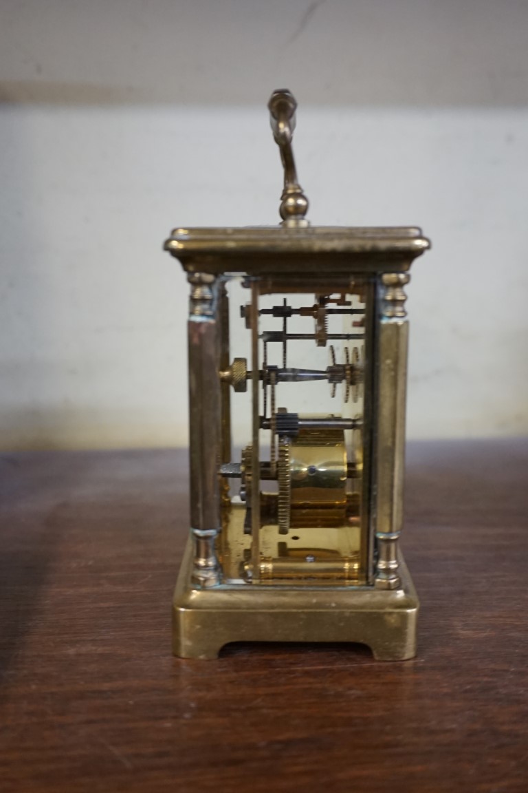 Two old brass carriage timepieces, the dial of one inscribed 'Mappin & Webb', height including - Image 10 of 11