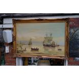 * Ambrose, a coastal scene, indistinctly signed, oil on canvas, 60 x 90cm.