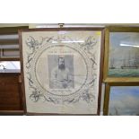 Cricket Interest: a late Victorian W G Grace silk handkerchief, 61.5 x 55cm, framed and glazed.
