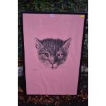 A print of cat by W Hollar Fell.This lot can only be collected on Saturday 10th October (10-2pm)