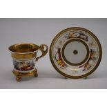 A good early 19th century English or Welsh porcelain cabinet cup and sauce, in the manner of