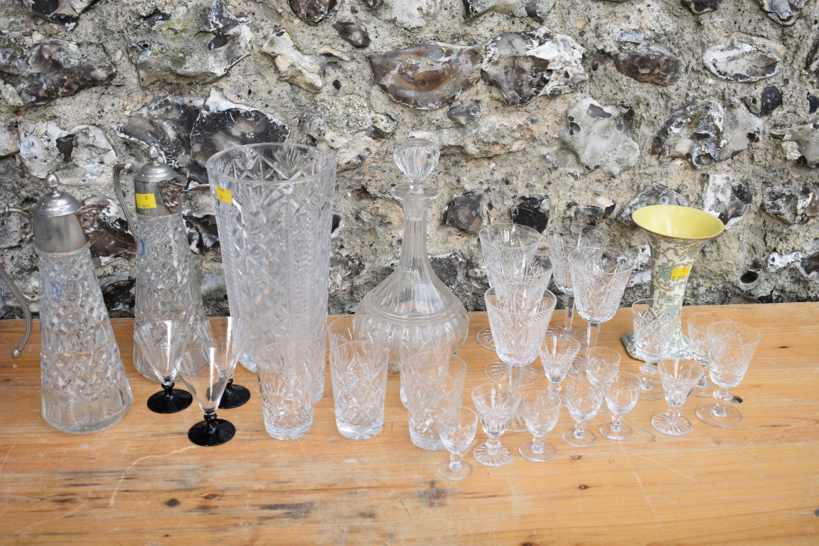 A quantity of mixed glassware; and a Crown Ducal ware vase. This lot can only be collected on