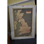 A 1950s British Railways map of Great Britain, 61 x 38cm.