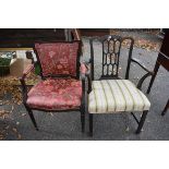 A Georgian Gothic style elbow chair; together with another Georgian armchair.This lot can only be