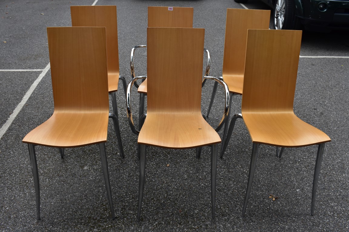 A set of six 'Olly Tango' chairs, made in Italy, to include two carvers, 91cm high. This lot can