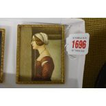 After Sandro Botticelli, portrait miniature of La Bella Simonetta, indistinctly signed, probably