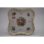 A good 19th century English or Welsh porcelain spoon tray, finely painted with fruit and flowers,