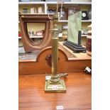 A brass Corinthian column table lamp, height excluding fitting 39cm.