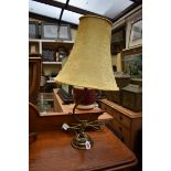 A unusual brass adjustable desk lamp, height excluding fitting 35cm.