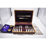 A mahogany cased part set of Victorian silver and mother of pearl dessert knives and forks, by J D