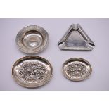A graduated pair of Edwardian embossed silver pin dishes, by Levi & Salaman, Birmingham 1903;