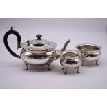 A silver three piece tea set, by Charles Boyton & Son Ltd, London 1919, 1172g gross weight.