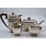 A silver four piece teaset, by Cooper Brothers & Sons Ltd, Sheffield 1941, 1935g gross weight.