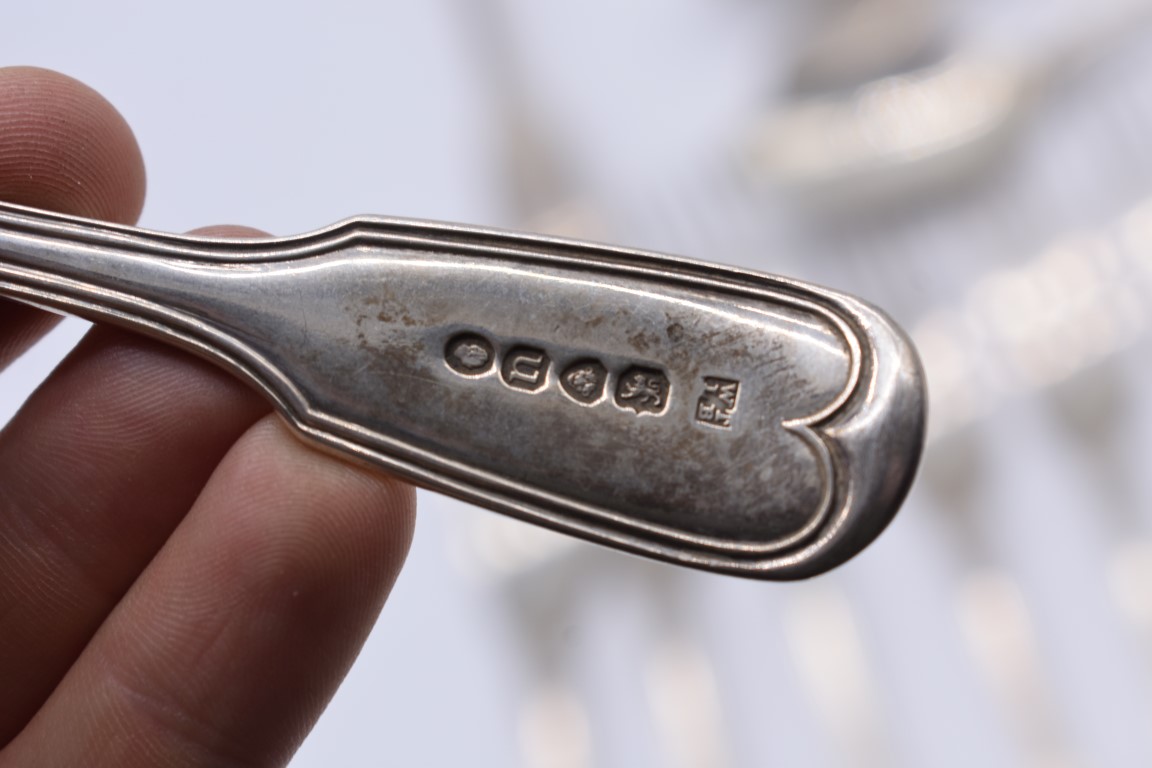 A part set of silver fiddle and thread pattern crested flatware, different makers and dates, - Image 3 of 3