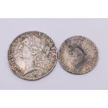 Coins: a Louis XV 1766 one Ecu; together with a Louis XVI 1784 half Ecu. (2)