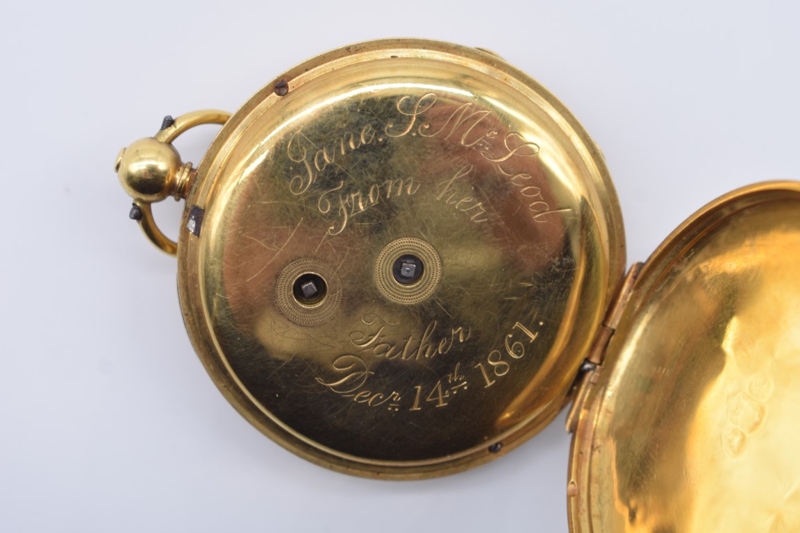 A Victorian 18ct gold pocket watch, by Rotherham & Sons, Coventry No. 78649, key wind, 44mm, - Image 2 of 3