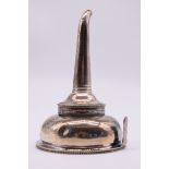 A George III silver wine funnel, makers mark indistinct, London 1786, 12cm, 60g, (tip missing).