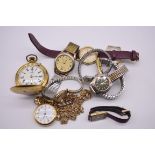 A quantity of wristwatches; together with two pocket watches.