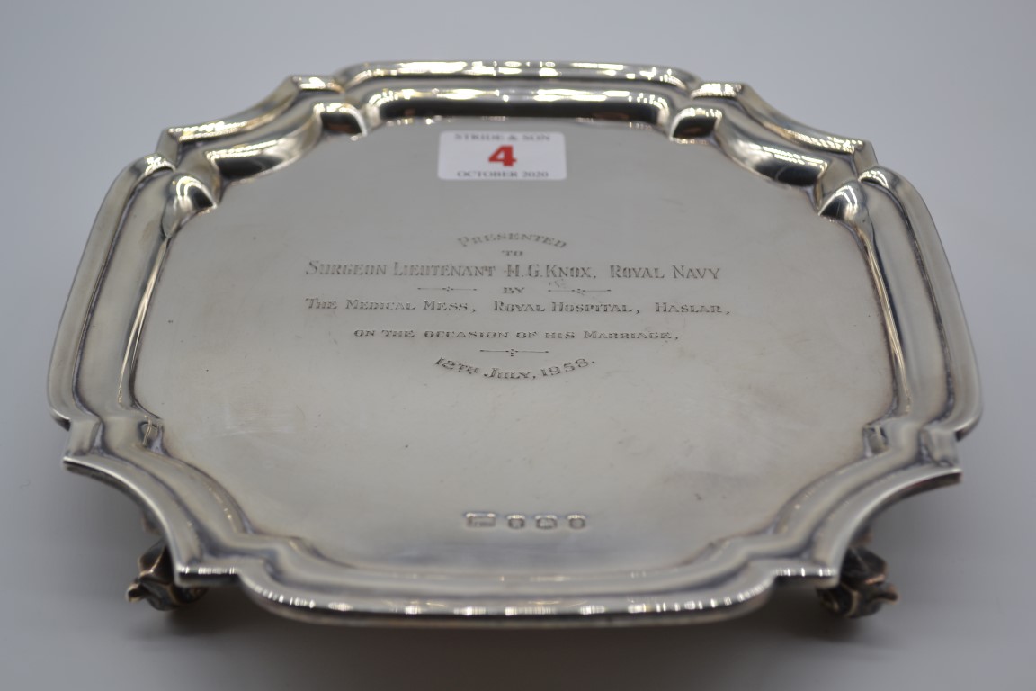 A silver salver, by E Viner Ltd, Sheffield 1931, 19cm, 301.5g.