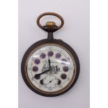 A Continental oversize Railway Regulateur base metal pocket watch, stem wind, 65mm, the white enamel