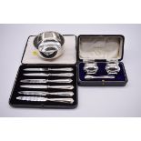 A cased set of six silver handled tea knives, by James Dixon & Sons Ltd, Sheffield 1928; together