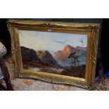 An oil on canvas of mountainous scene by Mckinley.This lot can only be collected on Saturday 19th