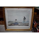 (THH) After Sir William Russell Flint, figures in a landscape, blind stamped, colour print, I.49.5 x