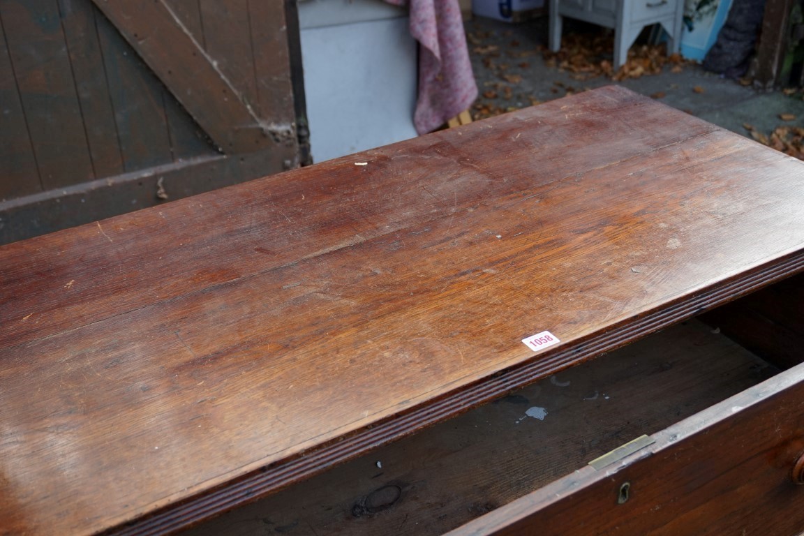 An antique oak chest of four drawers, converted from a secretaire, 101cm high x 98cm wide x 53cm - Image 4 of 7