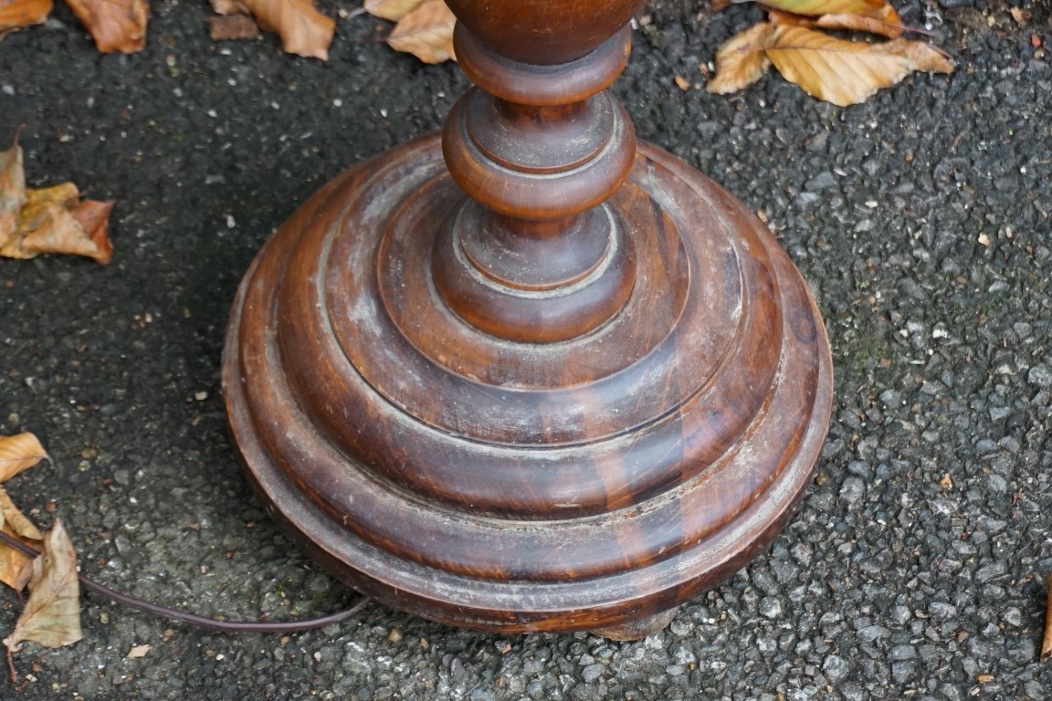 A stained wood standard lamp. This lot can only be collected on Saturday 19th December (9-2pm). - Image 3 of 3