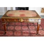 (THH) A good Regency rosewood, ormolu and brass inlaid library table, attributable to Louis Le