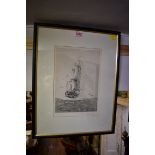 Rowland Langmaid, 'At Full Sail', signed in pencil and blind stamped, etching, pl.25 x 17.5cm.