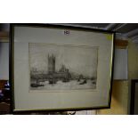 Stanley Charles Rowles, 'Westminster from The River', signed in pencil, etching, pl.19.5 x 30cm.