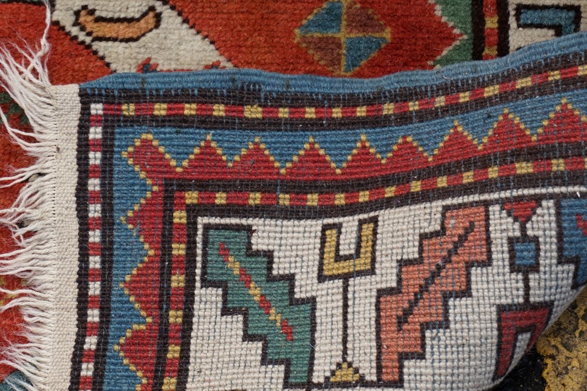 A square Caucasian rug, 128 x 118cm. - Image 2 of 2