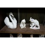 Three Lladro animals, largest 18cm high.