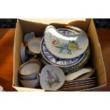A carton of mixed ceramics, to include Wedgwood and Rosenthal examples. This lot can only be
