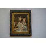 English School, a portrait miniature of Miss Emily Cook and her cousin Adelaide Flora Frances ...