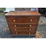 An antique oak chest of four drawers, converted from a secretaire, 101cm high x 98cm wide x 53cm