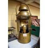 An antique brass lantern, total height 38cm.