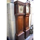 An 18th century mahogany eight day longcase clock, the 11.5in square brass and silvered dial