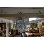 A vintage faceted bead three tier chandelier, 30cm diameter.