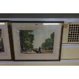 Edward King, 'Rotten Row'; 'The Embankment', a pair, each signed by the artist and engraver in