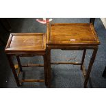 A nest of two Chinese carved hardwood occasional tables, largest 37.5cm wide.