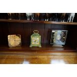 Two vintage Smiths mantel timepieces, largest 23.5cm high; and another green onyx mantel