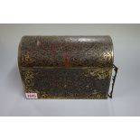 A late 19th century boulle dome top stationery casket, labelled 'Halstaff & Hannaford,