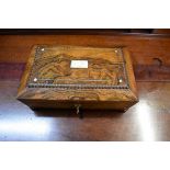 An early Victorian rosewood sarcophagus workbox, 28cm wide;
