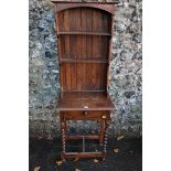 An antique oak dresser having two shelves. This lot can only be collected on Saturday 19th